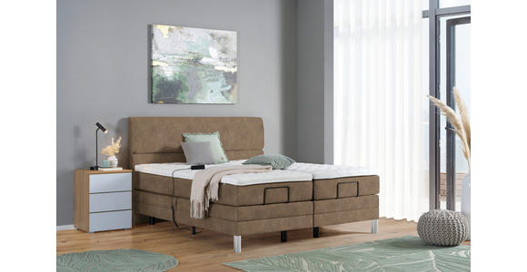 BOXSPRINGBETT 180/200 cm  in Braun  - Chromfarben/Braun, KONVENTIONELL, Kunststoff/Textil (180/200cm) - Voleo