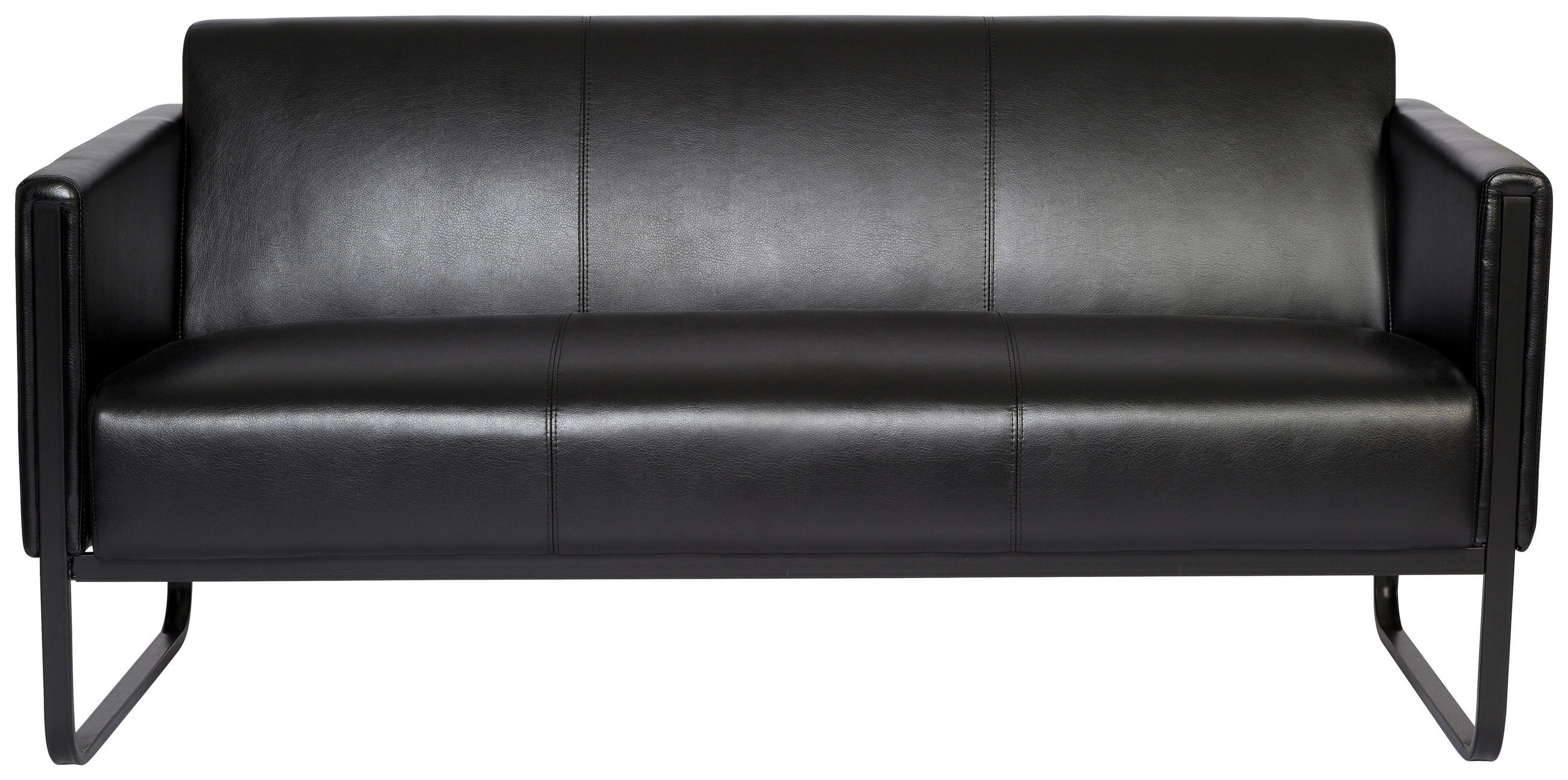 3-SITZER-SOFA Lederlook Schwarz  - Schwarz, MODERN, Textil/Metall (159/78/71cm) - MID.YOU