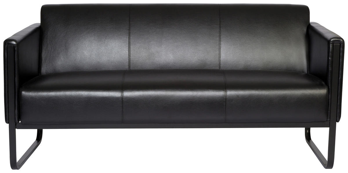 3-SITZER-SOFA Lederlook Schwarz  - Schwarz, MODERN, Textil/Metall (159/78/71cm) - MID.YOU