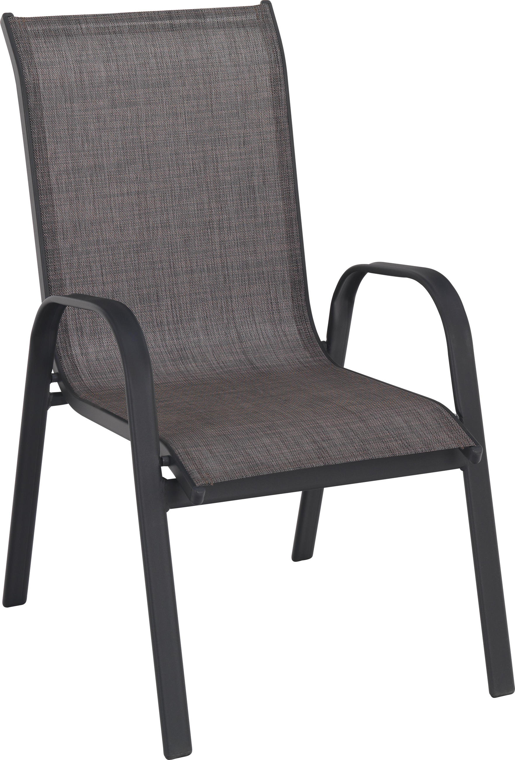 Stapelsessel in Metall, Textil Anthrazit, Braun