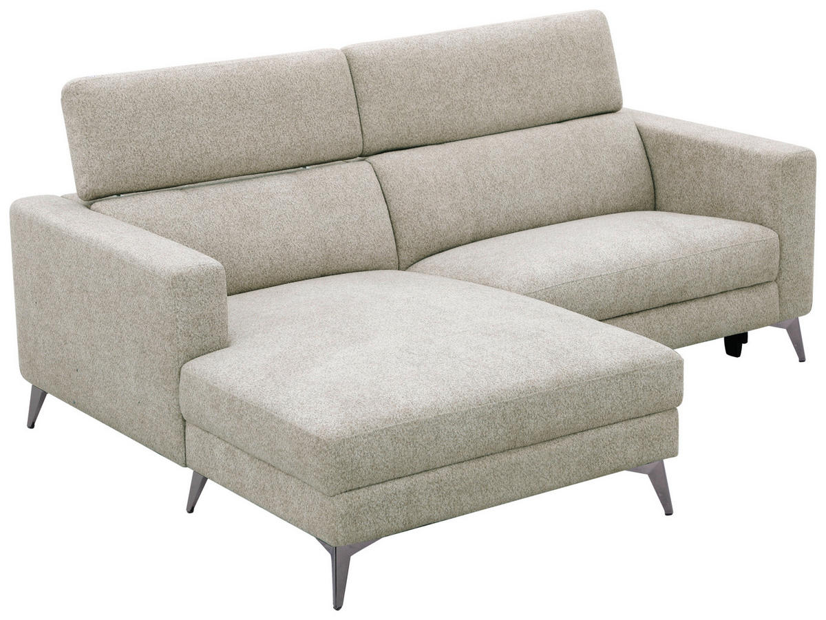 ECKSOFA Beigebraun Chenille  - Chromfarben/Beigebraun, Design, Textil/Metall (173/218cm) - Carryhome