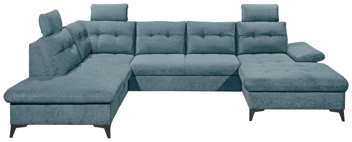 WOHNLANDSCHAFT Blau Webstoff  - Blau/Schwarz, KONVENTIONELL, Kunststoff/Textil (218/324/170cm) - Carryhome