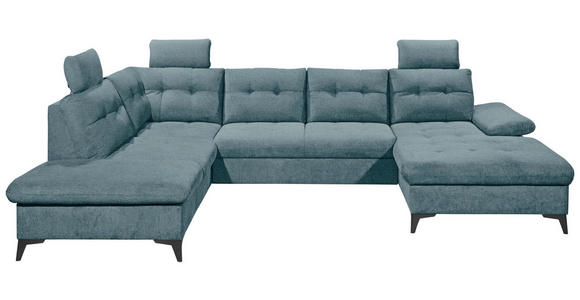 WOHNLANDSCHAFT Blau Webstoff  - Blau/Schwarz, KONVENTIONELL, Kunststoff/Textil (218/324/170cm) - Carryhome