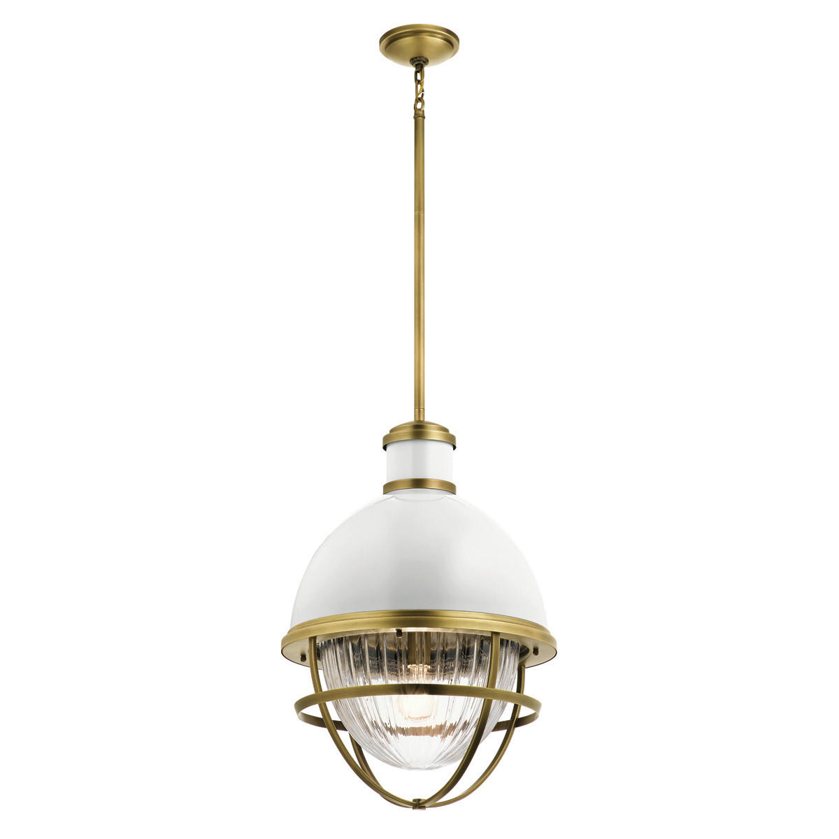 HÄNGELEUCHTE Elstead Tollis 40.8/75.1 cm   - Messingfarben/Weiß, Design, Glas/Metall (40.8/75.1cm) - Elstead Lighting