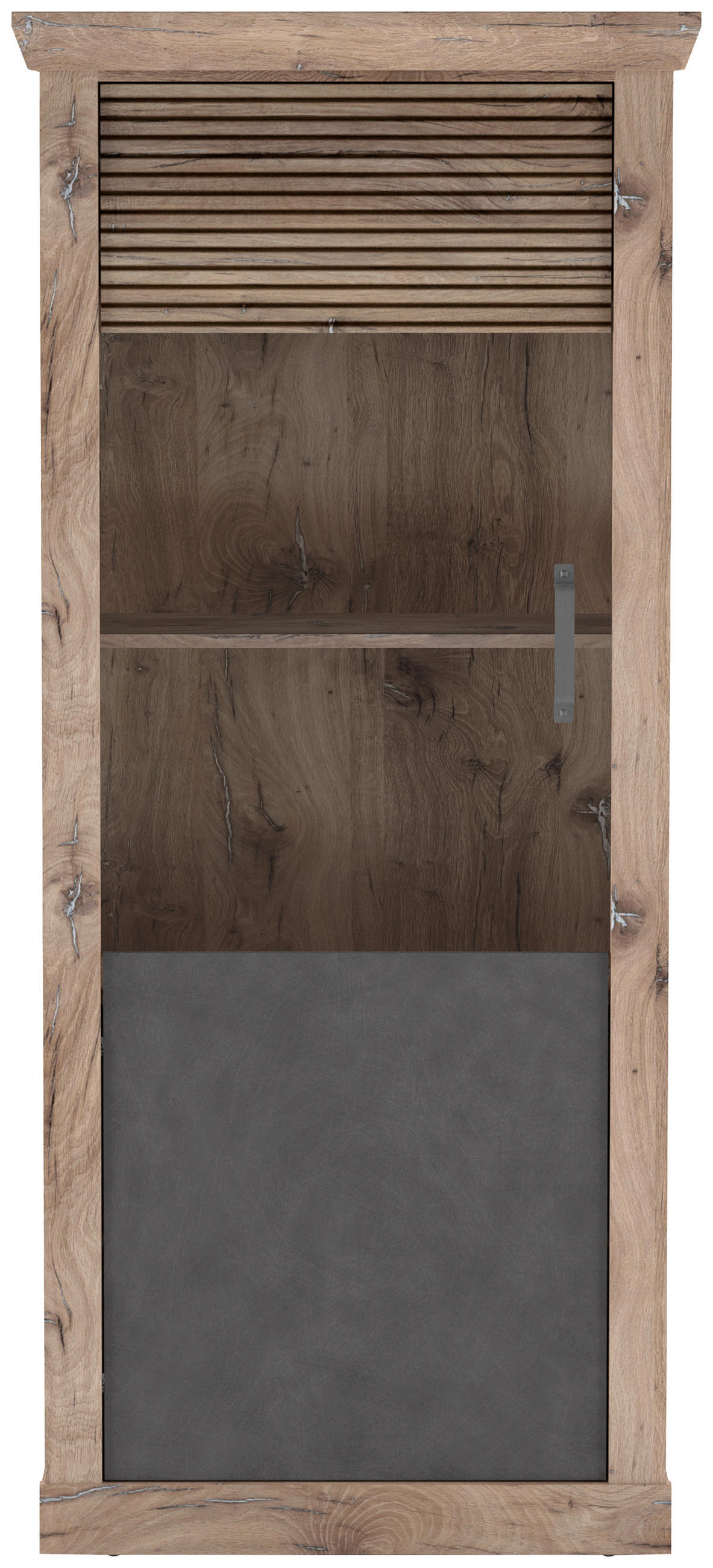 VITRÍNA, antracitová, farba duba, 76/173,7/40 cm - čierna/farba duba, Konventionell, kompozitné drevo/plast (76/173,7/40cm) - Livetastic