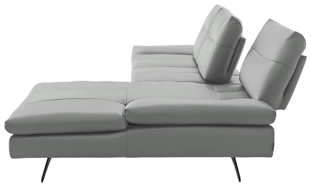 ECKSOFA in Echtleder Grau  - Schwarz/Grau, Modern, Leder/Metall (342/158cm) - Chilliano