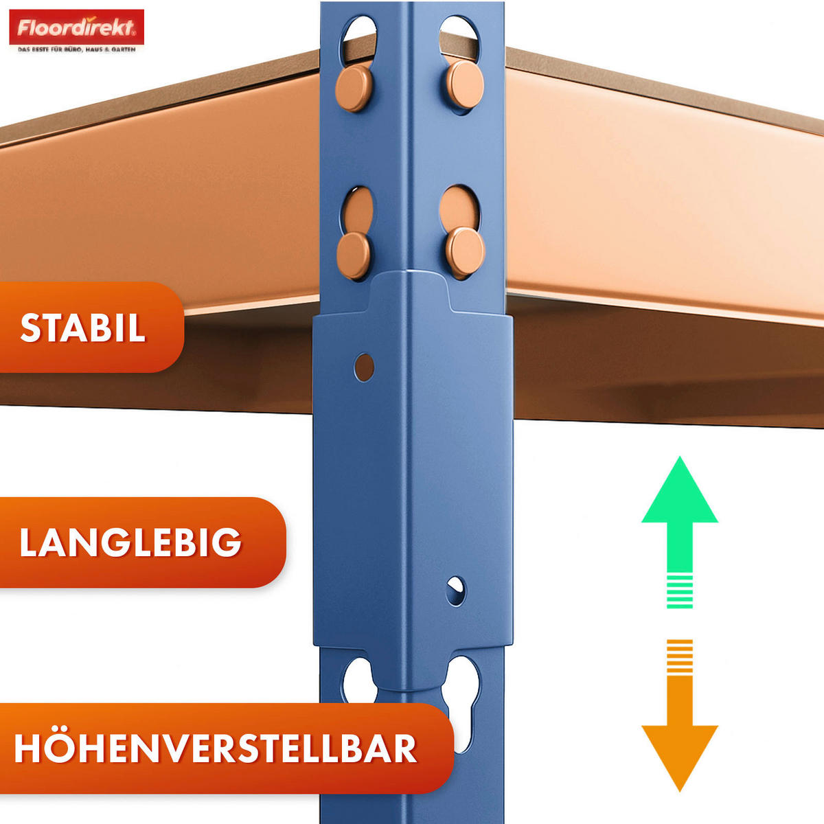 SCHWERLASTREGAL 90/180/45 cm  - Orange, Basics, Naturmaterialien/Metall (90/180/45cm) - Floordirekt