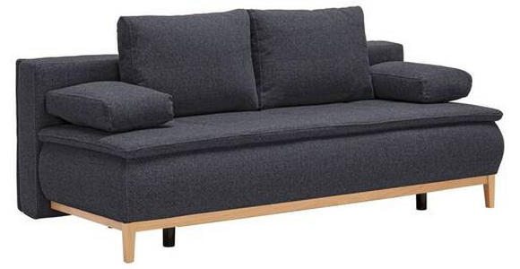 BOXSPRINGSOFA Flachgewebe Dunkelgrau  - Eichefarben/Dunkelgrau, Design, Holz/Textil (202/78/93/100cm) - Carryhome