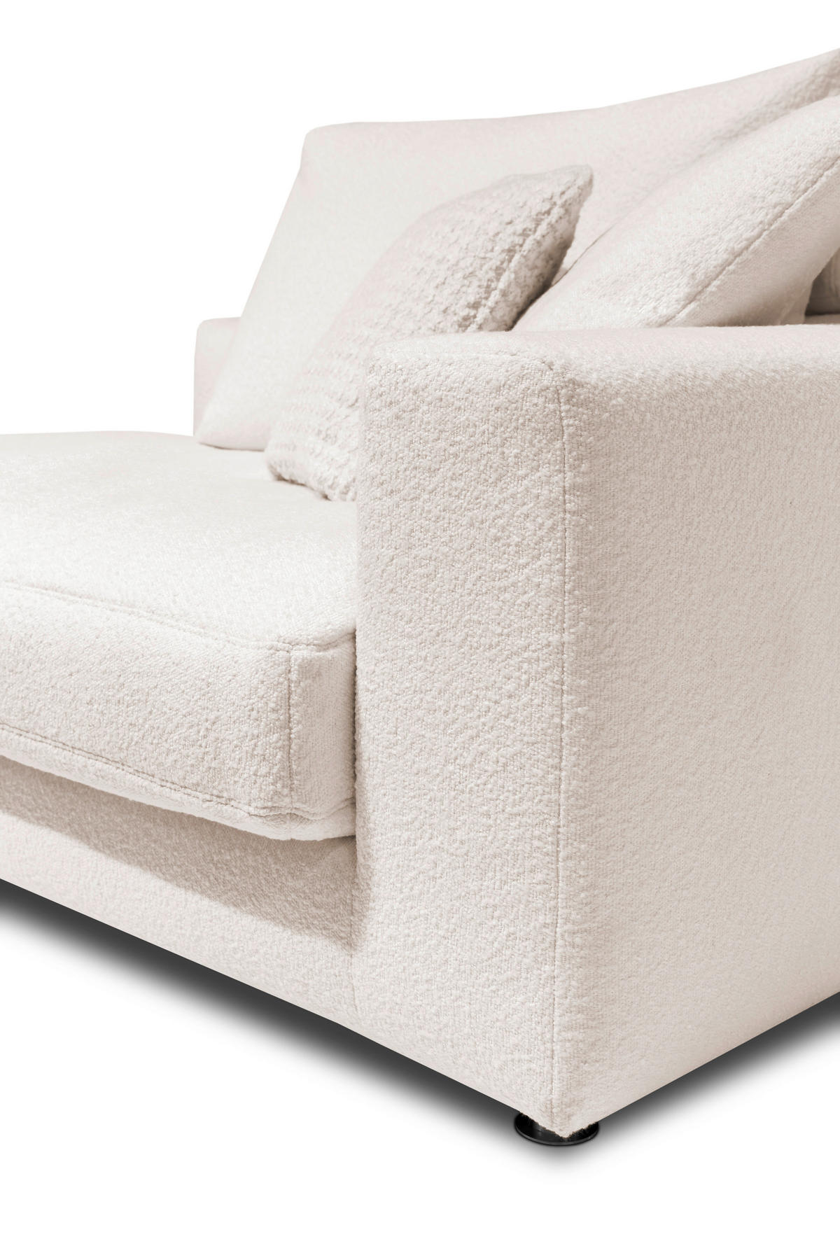 ECKSOFA in Bouclé Weiss  - Weiss/Silberfarben, Design, Textil/Metall (185/300cm) - Designwerk