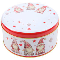 KEKSZESDOBOZ  2,39 l  - piros/fehér, Basics, fém (16,8/8,5cm) - X-Mas