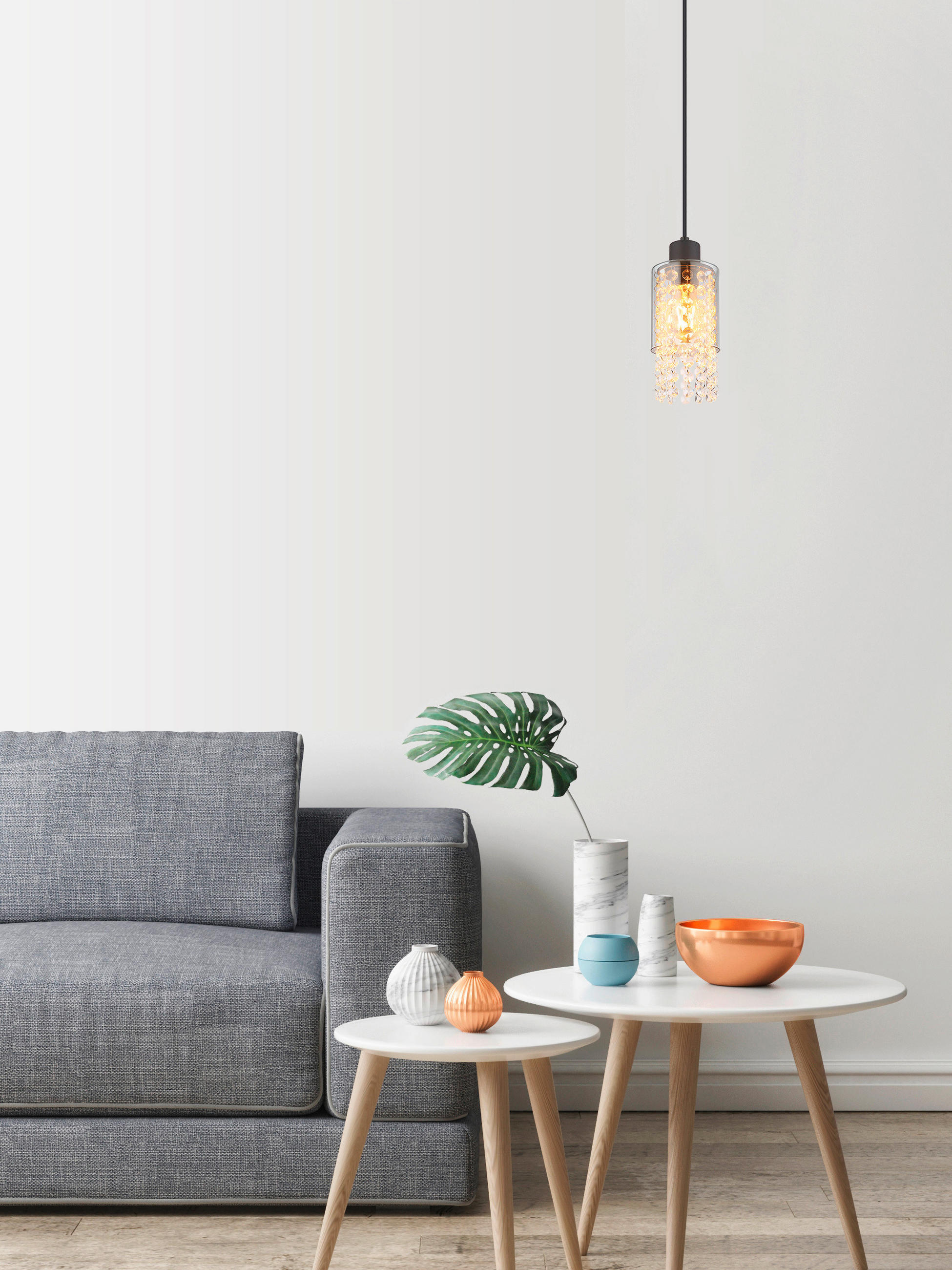 LAMPĂ SUSPENDATĂ 10/120 cm  - străveziu/negru, Konventionell, plastic/sticlă (10/120cm) - Globo