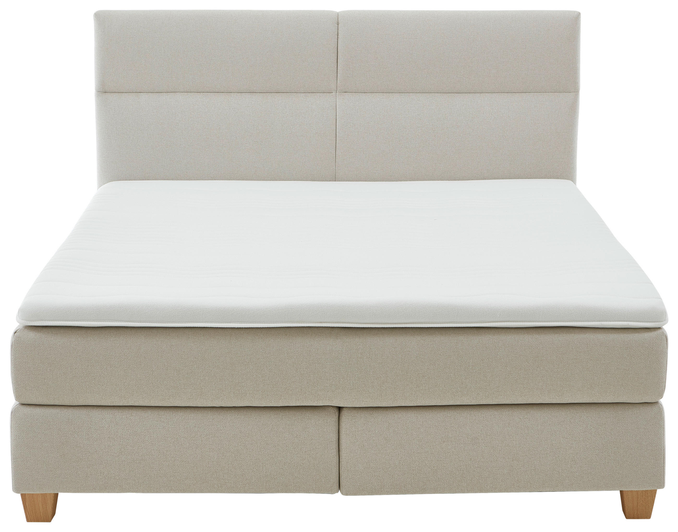 Thumbnail - Beldomo - Sleep Boxspringbett, Beige, Textil, Buche, massiv, H2, Höhe ca. 21 cm, 200x200 cm, Goldenes M, Made in EU, Mat...