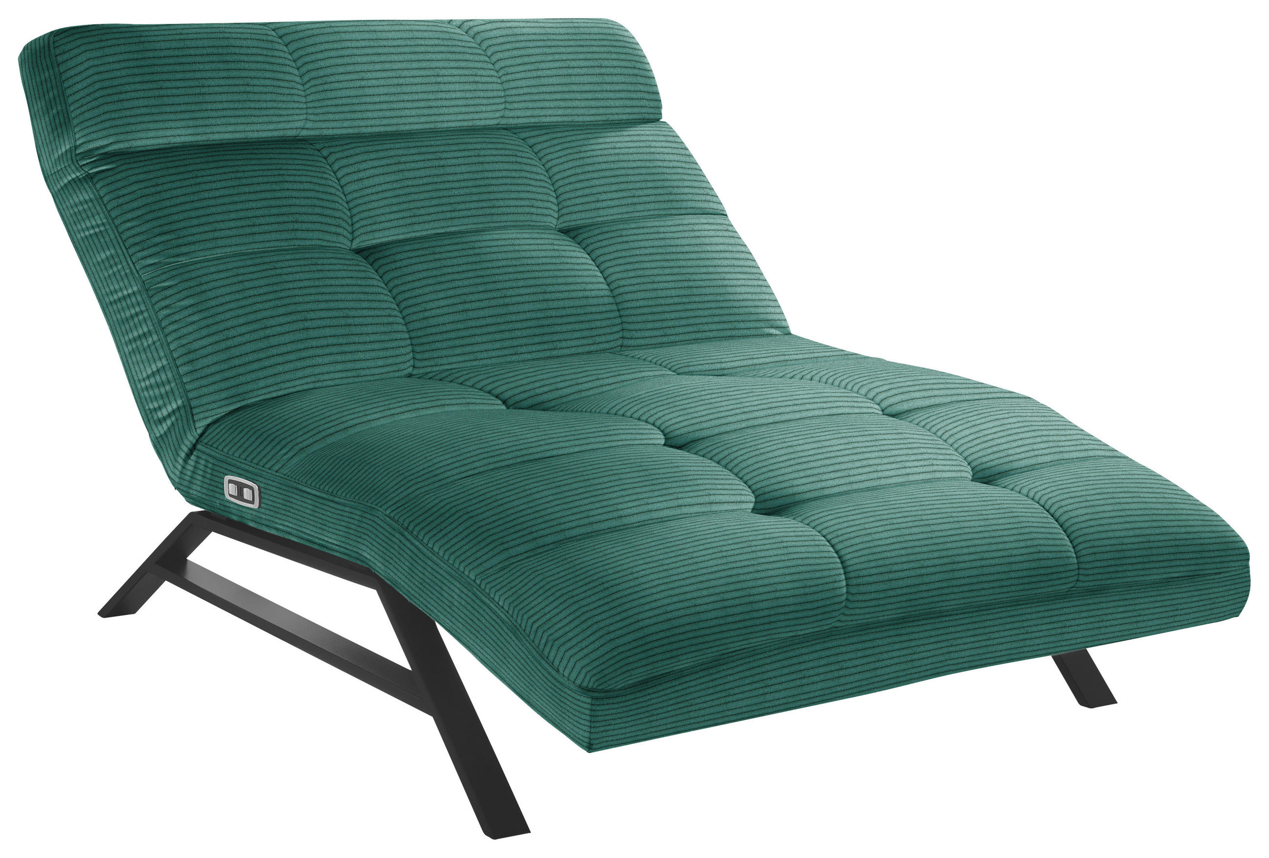 Liege mit motorischer Relaxfkt Cord Grün  - Schwarz/Grün, Design, Textil/Metall (120/54-113/158-198cm) - Pure Home Lifestyle
