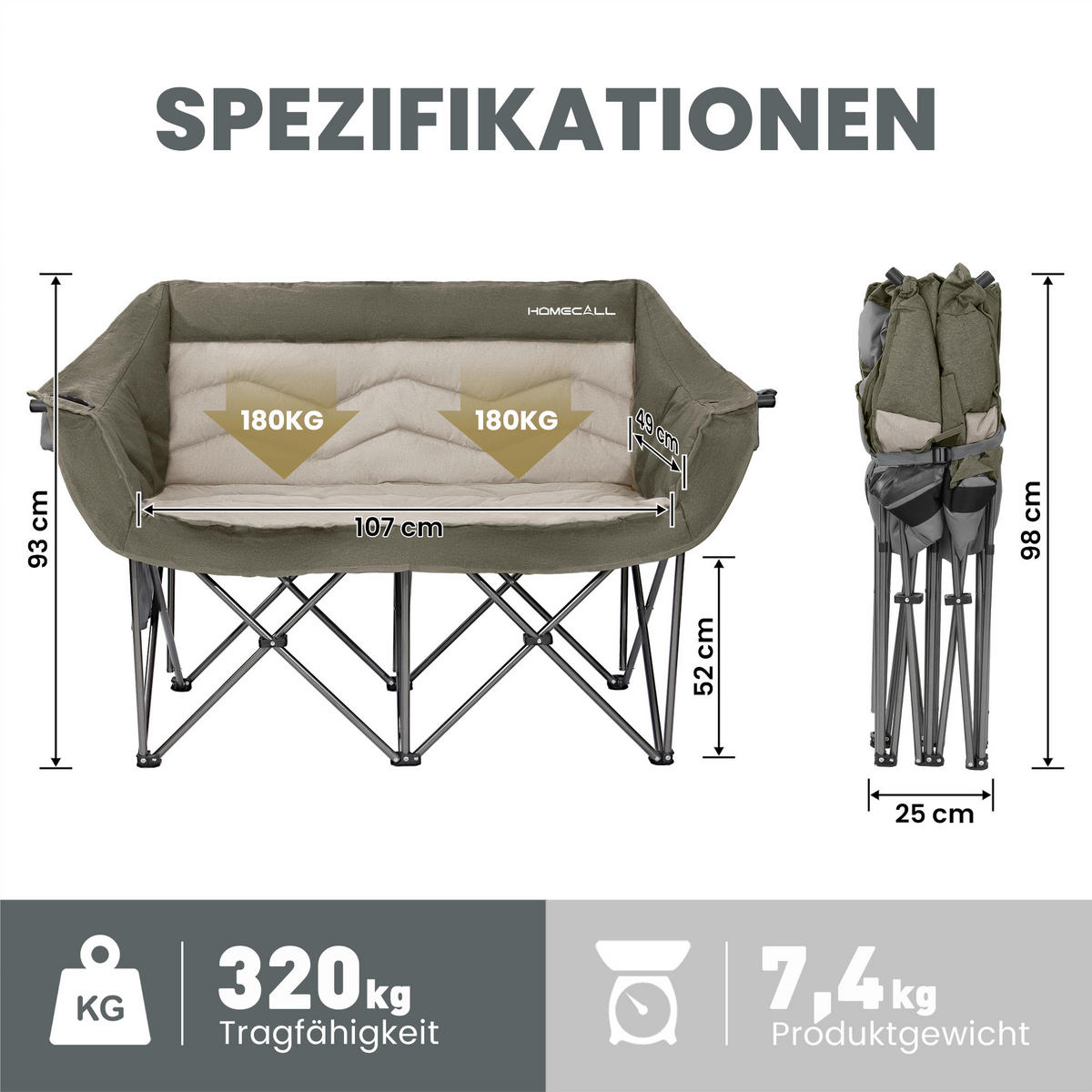 CAMPING-KLAPPSTUHL - Schwarz/Grün, Basics, Textil/Metall (134/108/50cm) - Modante