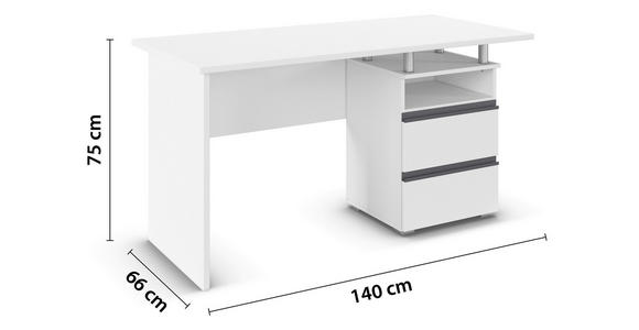 JUGENDSCHREIBTISCH 140/66/75 cm  - Weiß/Grau, Trend, Holzwerkstoff (140/66/75cm) - Xora