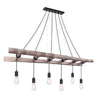 HÄNGELEUCHTE IRMGARD 160/30/192 cm   - Schwarz/Naturfarben, Design, Holz/Metall (160/30/192cm) - Globo