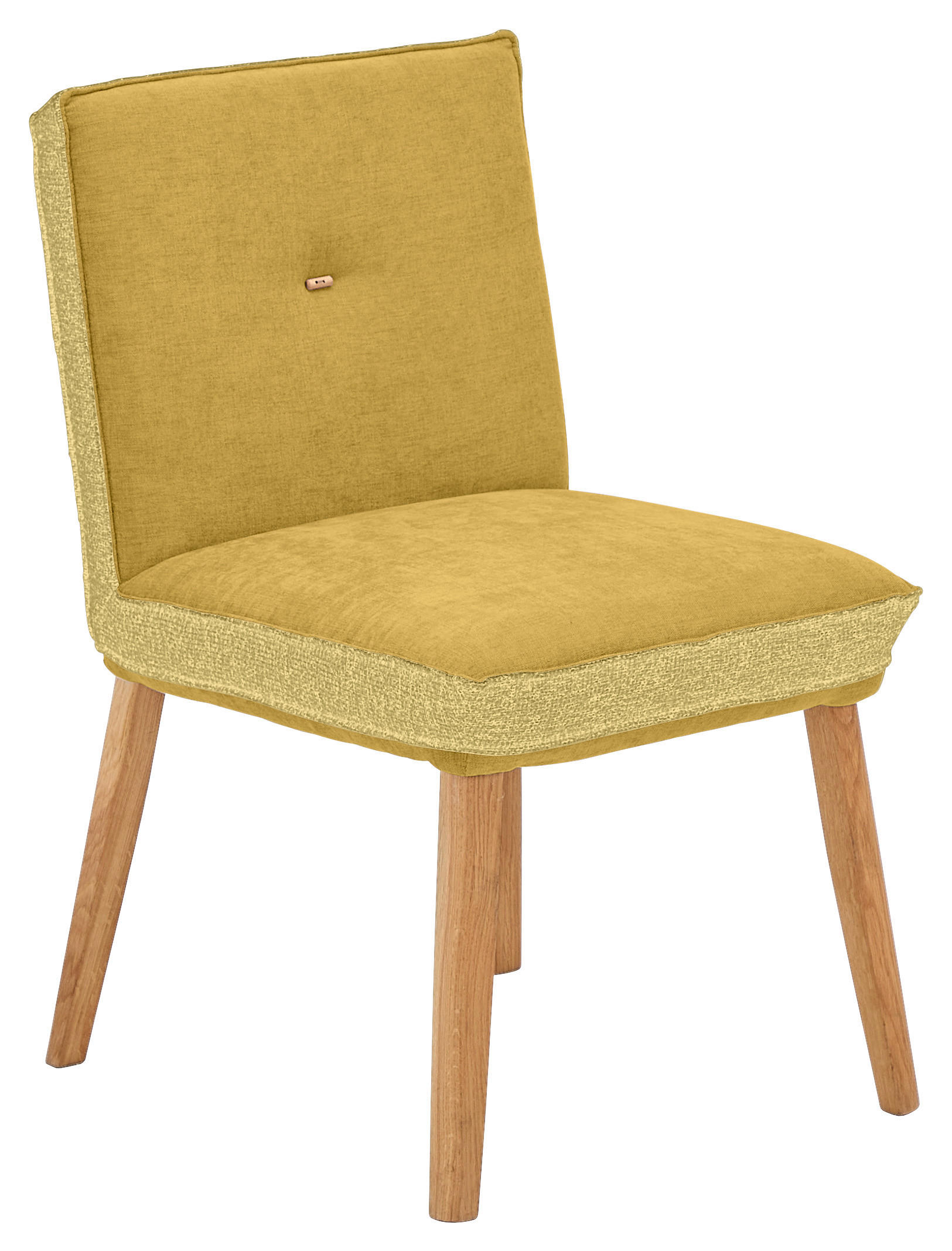 STUHL Webstoff, Mikrofaser Gelb Eiche vollmassiv  - Eichefarben/Gelb, Design, Holz/Textil (49/86/67cm) - Linea Natura