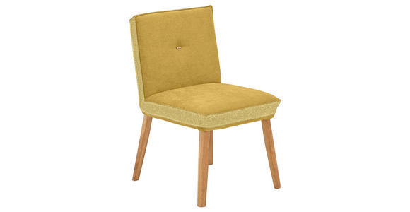 STUHL  in Webstoff, Mikrofaser Holz, Textil  - Eichefarben/Gelb, Design, Holz/Textil (49/86/67cm) - Linea Natura