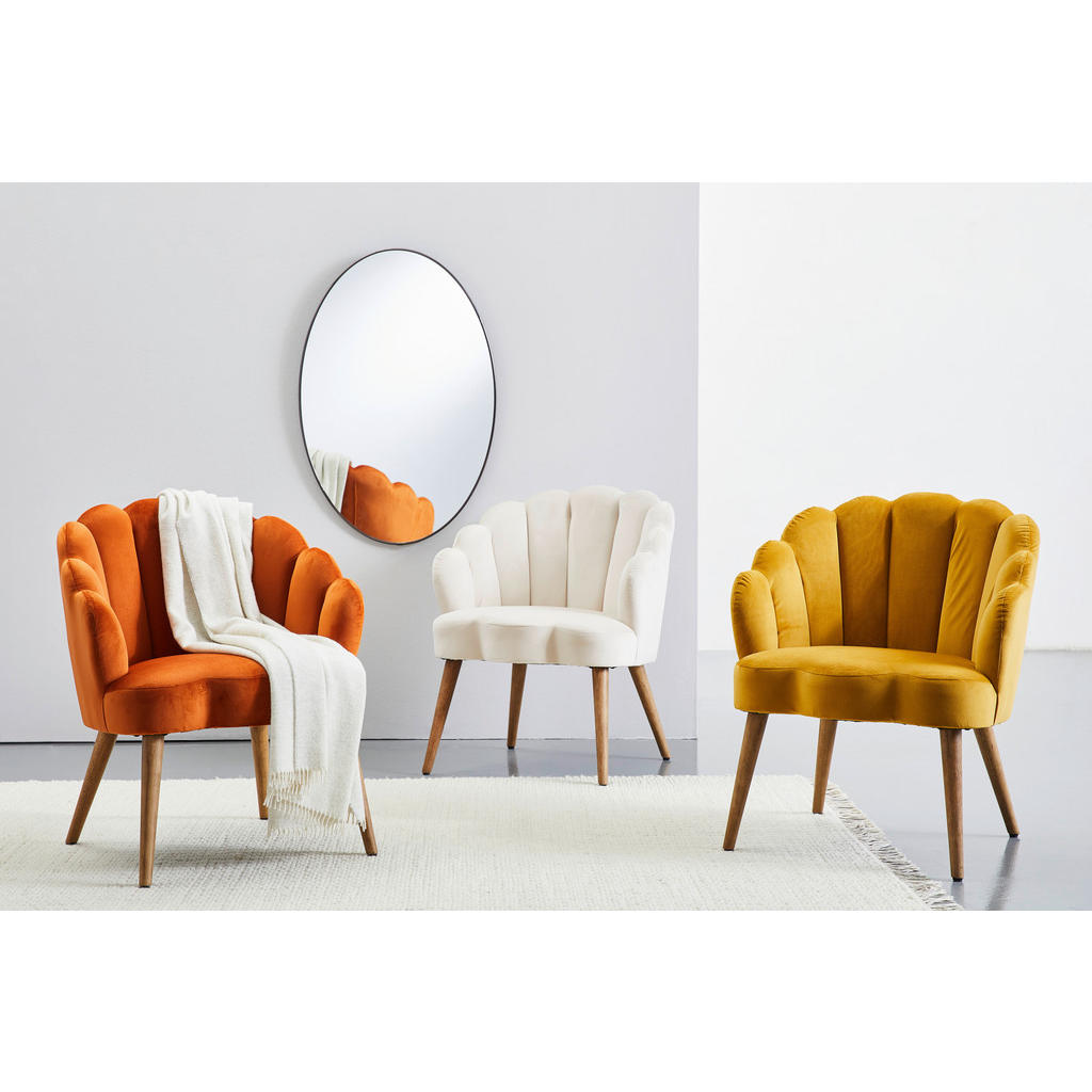 Thumbnail - Mid.you Sessel, Gelb, Ecru, Holz, Textil, Kautschukholz, massiv, Sperrholz, 67x80x65 cm, Wohnzimmer, Sessel, Polstersess...