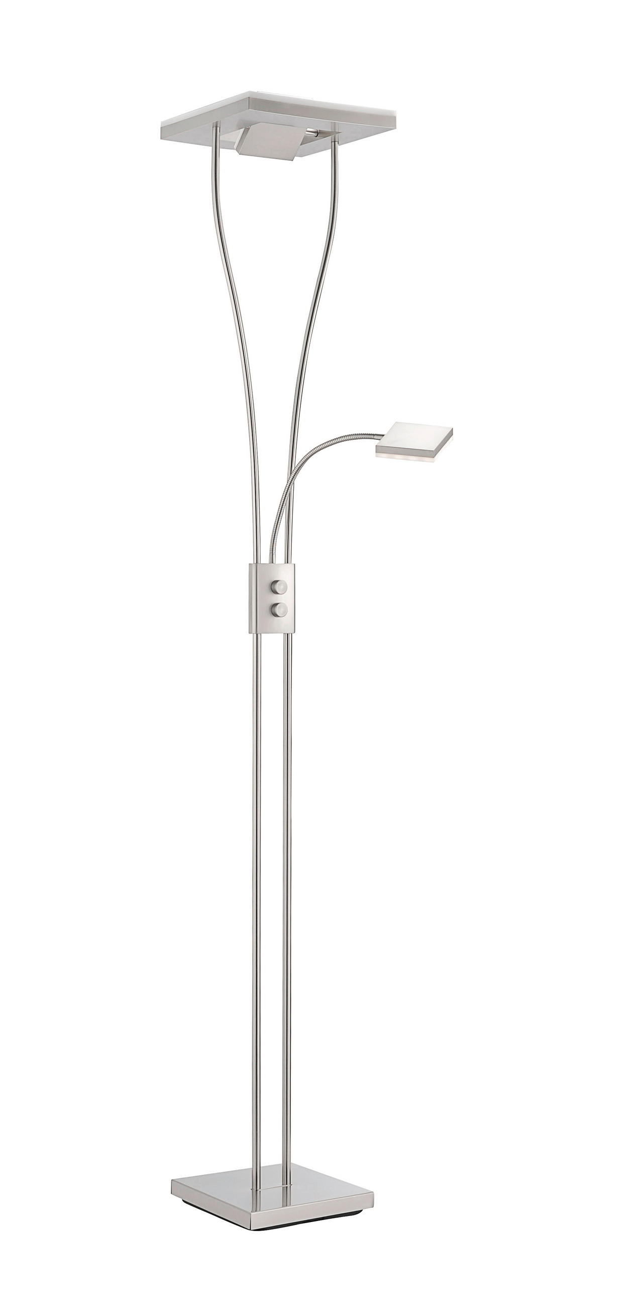 STEHLEUCHTE HELIA 57/57/197,5 cm    - Nickelfarben, Design, Metall (57/57/197,5cm)