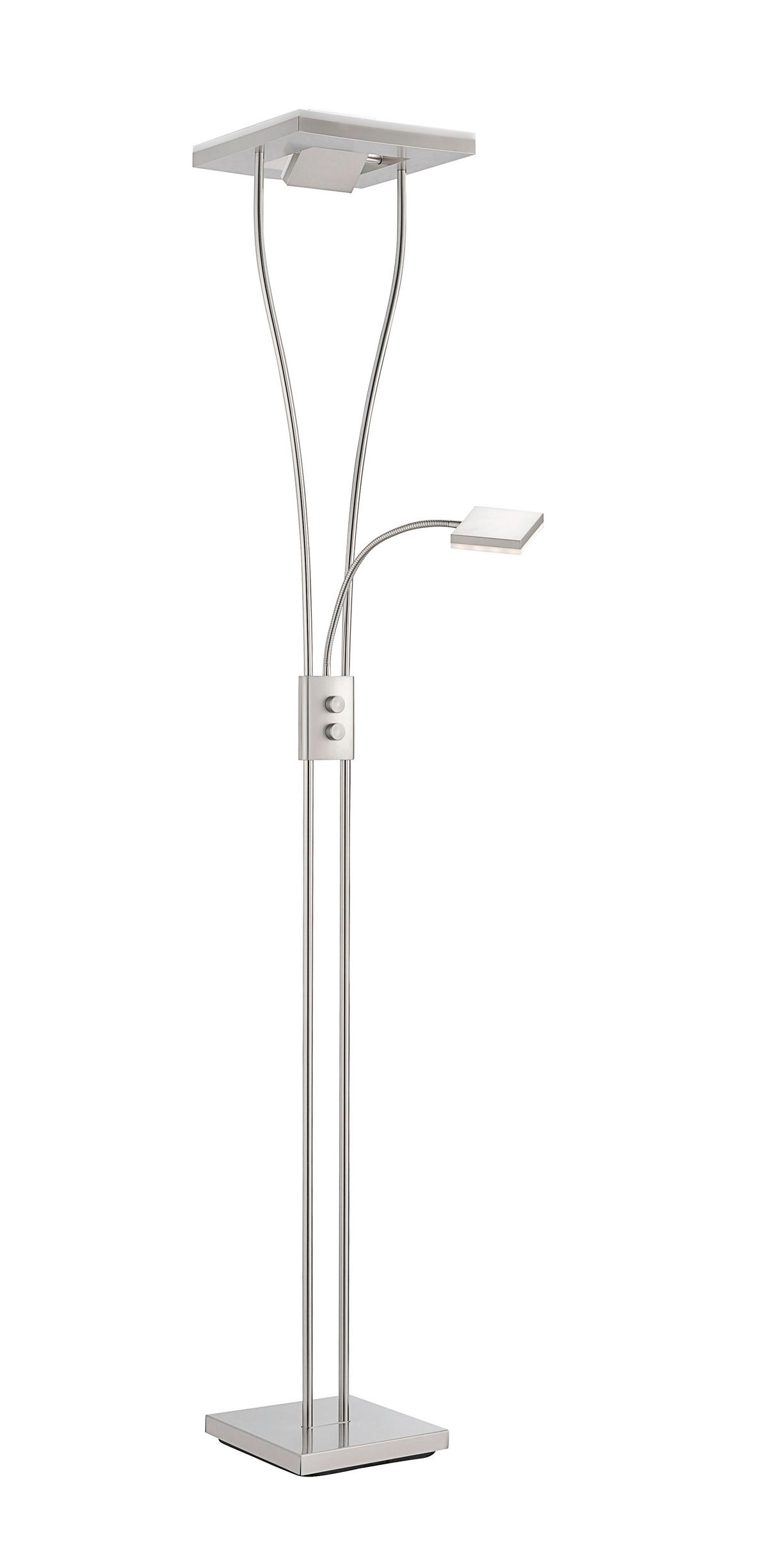 STEHLEUCHTE HELIA 57/57/197,5 cm    - Nickelfarben, Design, Metall (57/57/197,5cm)