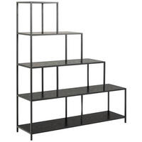 REGAL 135/150/35 cm črna  - črna, Trend, kovina/leseni material (135/150/35cm) - Carryhome