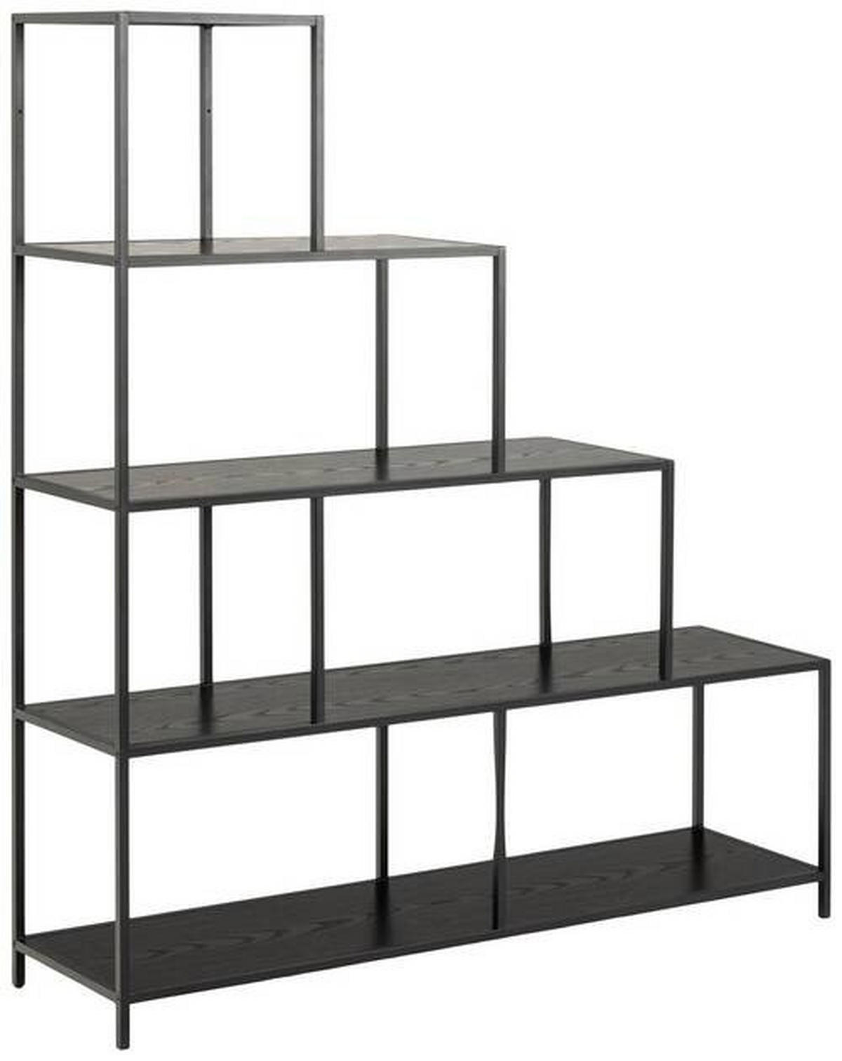 REGAL 135/150/35 cm črna  - črna, Trend, kovina/leseni material (135/150/35cm) - Carryhome