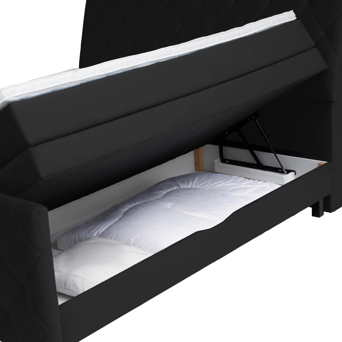 BOXSPRINGBETT 160/200 cm  in Schwarz  - Schwarz, KONVENTIONELL, Holz/Textil (160/200cm) - Ti'me