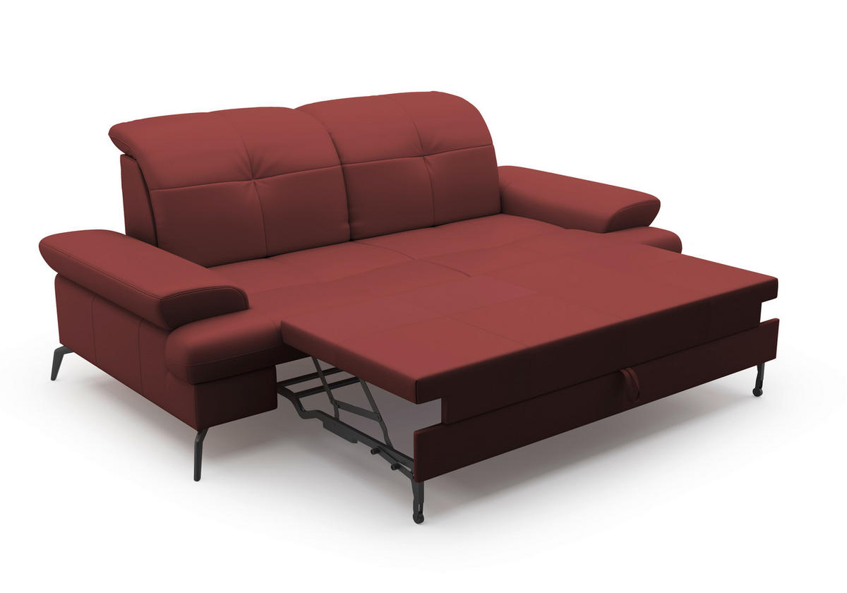 2,5-SITZER in Echtleder Rotbraun  - Rotbraun/Schwarz, Konventionell, Leder/Metall (202/90/122cm) - Sit & More