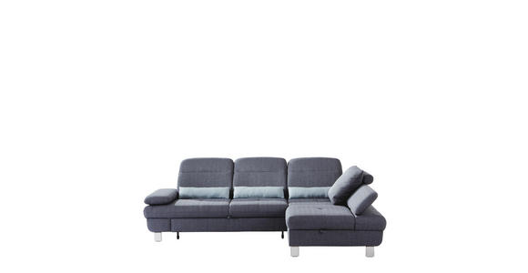 Wohnlandschaft inkl.Funktionen Grau, Hellblau Webstoff - Alufarben/Grau, KONVENTIONELL, Textil/Metall (286/216cm) - Cantus