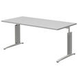 SCHREIBTISCH 160/80/70-82 cm  in Grau, Alufarben  - Alufarben/Grau, KONVENTIONELL, Holzwerkstoff/Metall (160/80/70-82cm) - Moderano