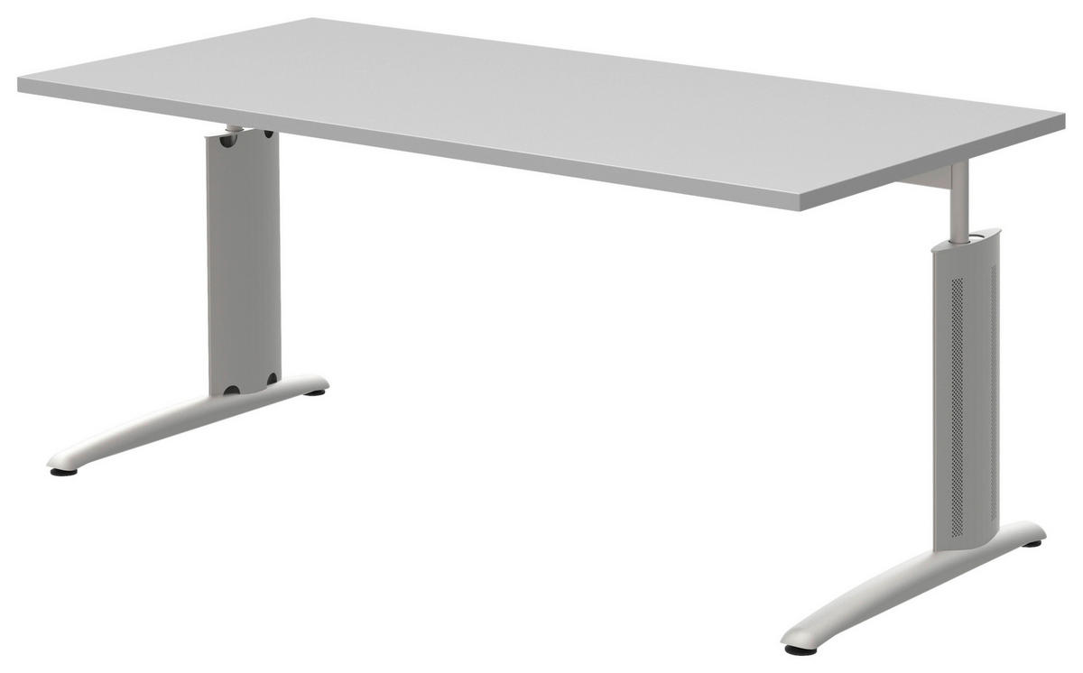 SCHREIBTISCH 160/80/70-82 cm  in Grau, Alufarben  - Alufarben/Grau, Konventionell, Holzwerkstoff/Metall (160/80/70-82cm) - Moderano