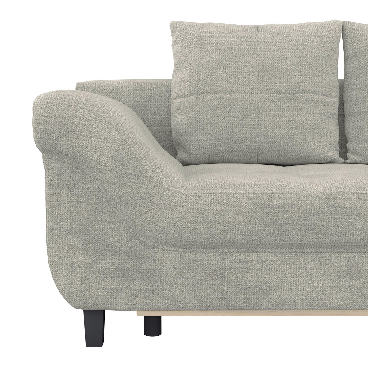 ECKSOFA MENDOZA NEW Grau Chenille, Struktur Zierkissen, Rückenkissen, Bettkasten  - Schwarz/Grau, KONVENTIONELL, Textil (309/197cm) - MID.YOU