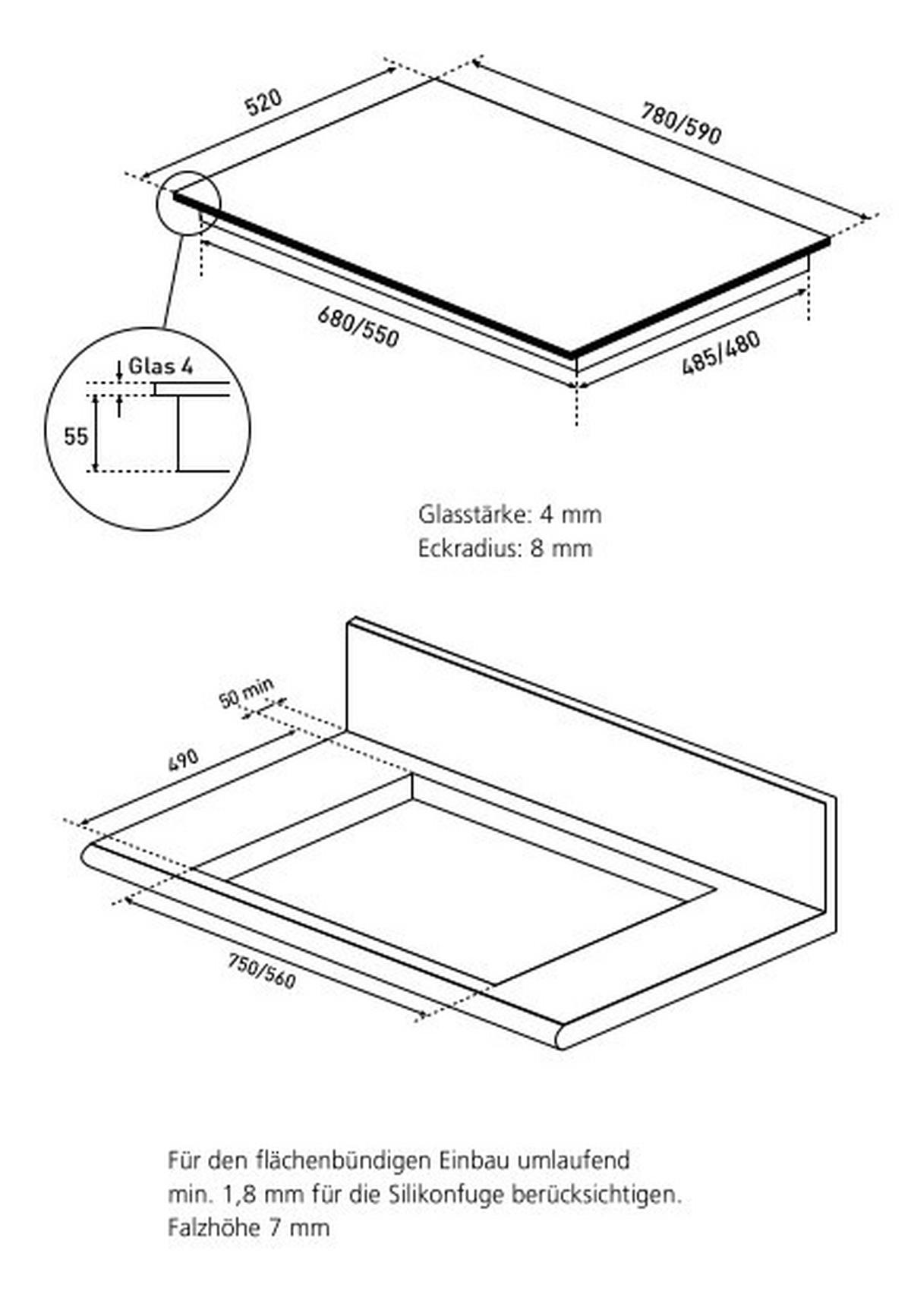 BACKOFENSET CLS907  - Schwarz, Basics, Glas/Metall (59,6/59,5/56,9cm) - Oranier