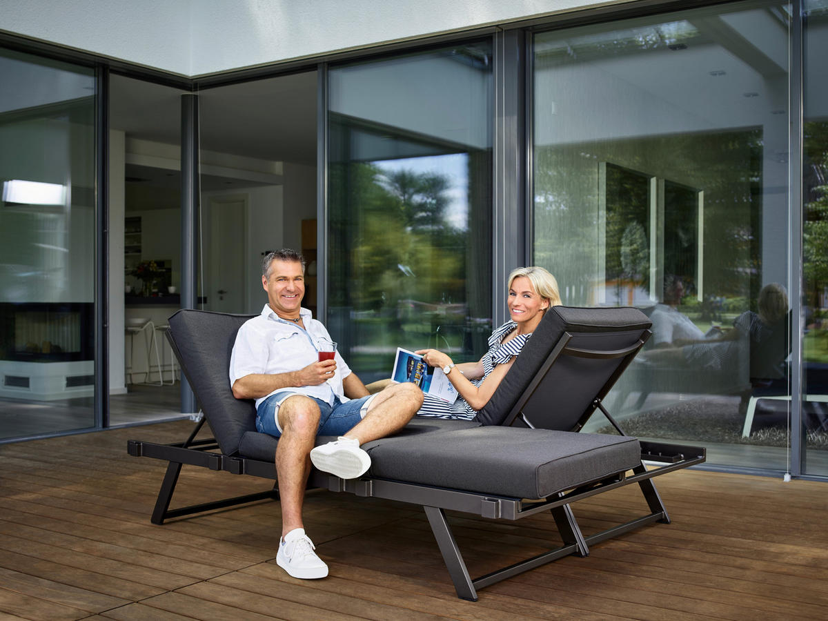 GARTENBANK 204/81/72 cm  Aluminium  - Hellgrau/Grau, Basics, Textil/Metall (204/81/72cm) - Sieger