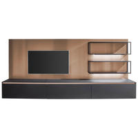 WOHNWAND  in Schwarz, Bronzefarben  362,5/186/59 cm    - Schwarz/Bronzefarben, Design, Holzwerkstoff (362,5/186/59cm) - Celina Home