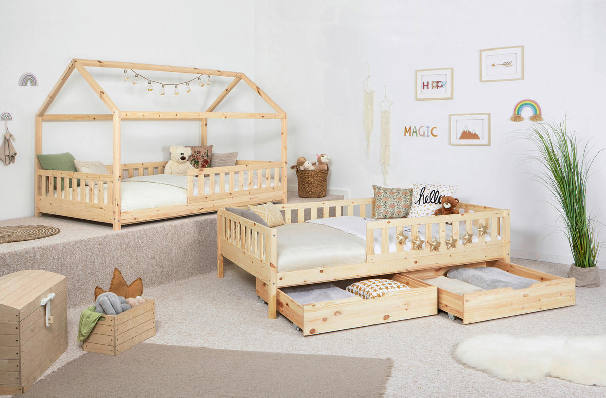 STAURAUMBETT 100/200 cm  in Naturfarben  - Naturfarben, MODERN, Holz (100/200cm) - MID.YOU