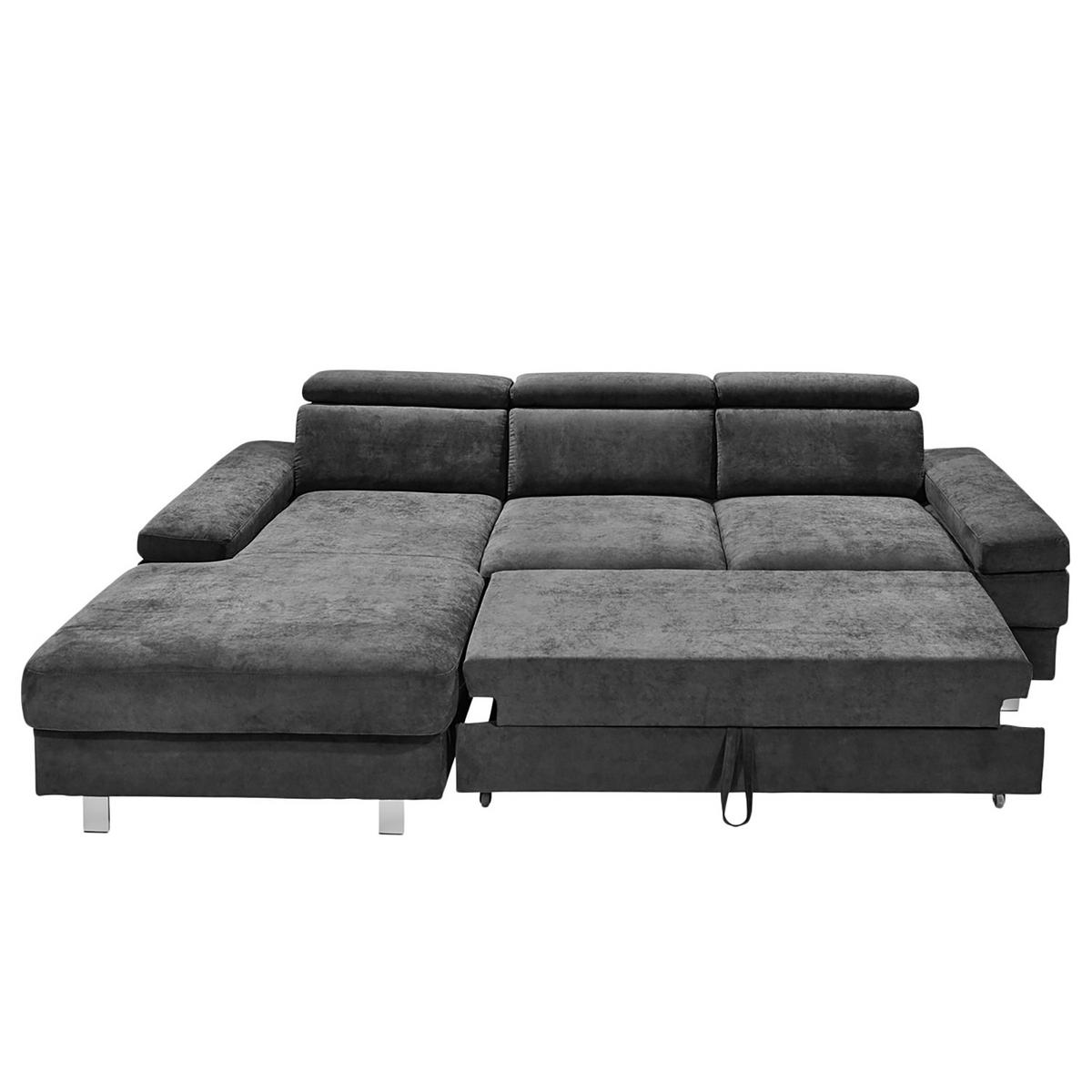 ECKSOFA in Webstoff Anthrazit  - Anthrazit/Silberfarben, Konventionell, Textil/Metall (260/82/182cm) - Trendmanufaktur