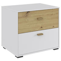 NACHTTISCH 48/43/38 cm  in Weiss, Eiche Artisan  - Weiss/Eichefarben, Konventionell, Holz/Holzwerkstoff (48/43/38cm) - Hom`in