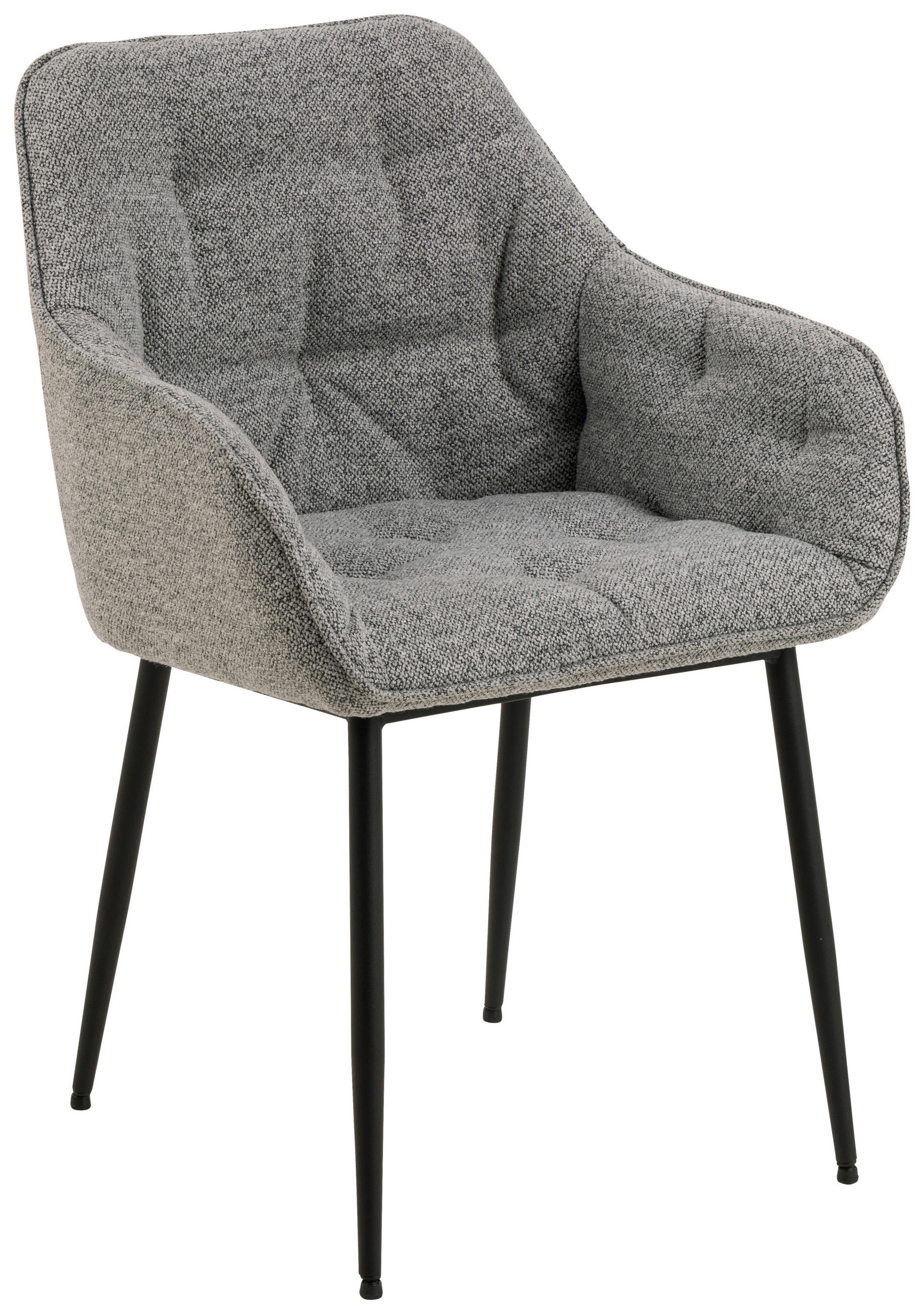 STOL MED ARMSTÖD bouclé  - grå/svart, Modern, metall/textil (58/83/55cm) - MID.YOU
