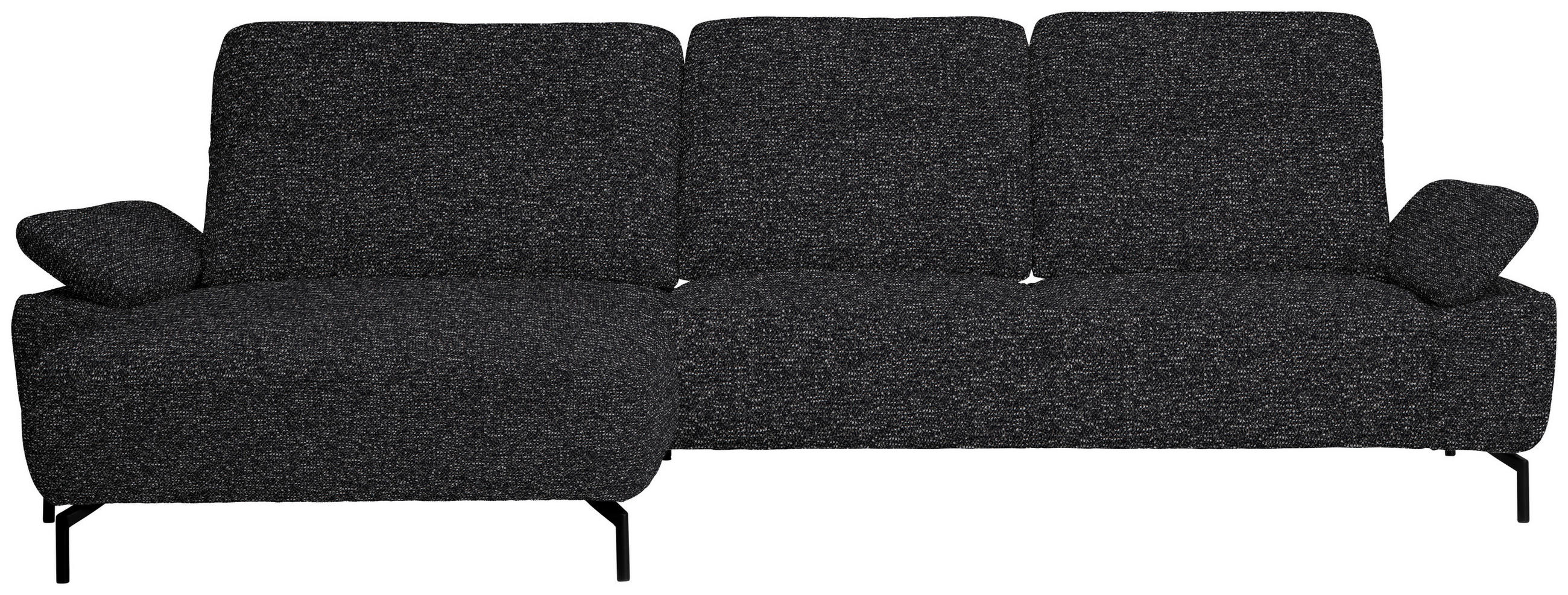 ECKSOFA in Chenille, Flachgewebe Schwarz  - Schwarz, Design, Textil/Metall (165/318cm) - Xora
