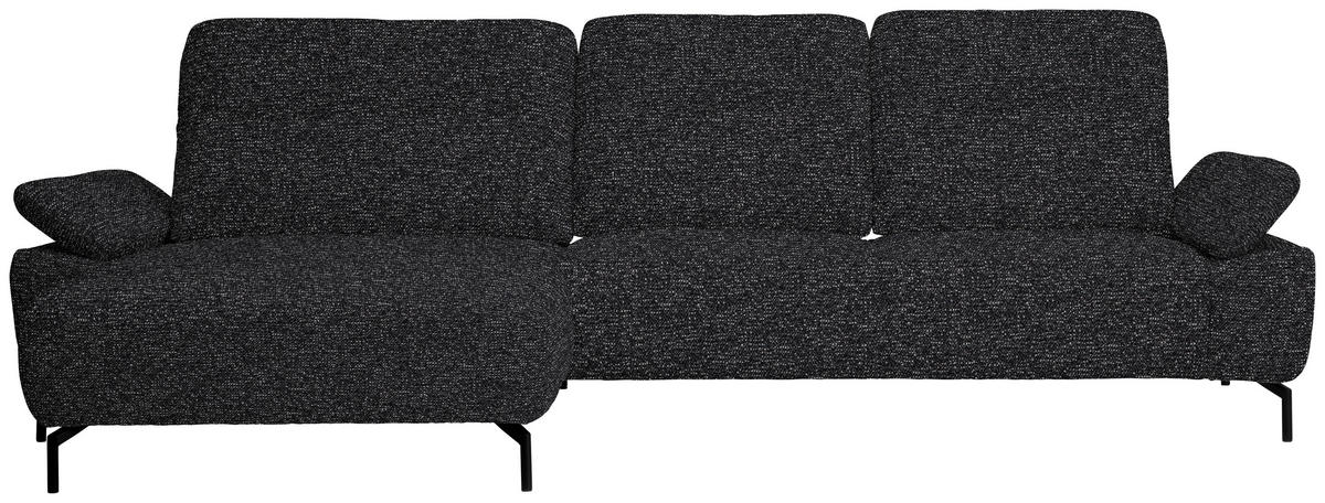 ECKSOFA in Chenille, Flachgewebe Schwarz  - Schwarz, Design, Textil/Metall (165/318cm) - Xora