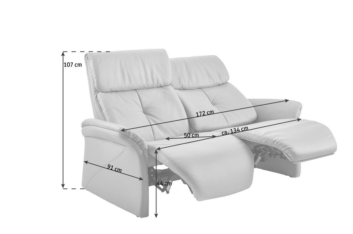 SITZGARNITUR in Echtleder Creme  - Creme/Schwarz, Konventionell, Leder/Kunststoff (209/107/91cm) - Himolla Komfortklass