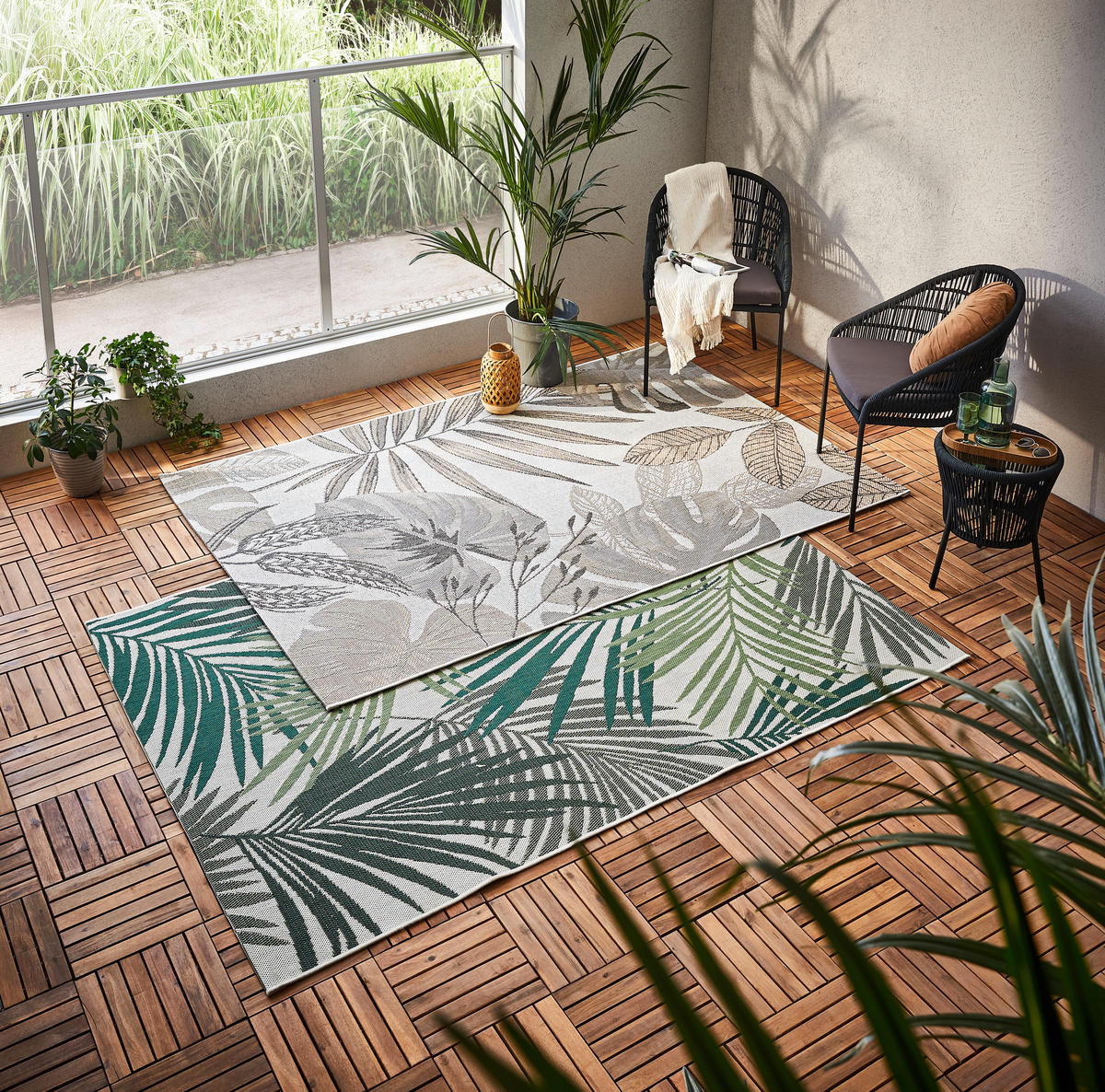 KÜLTÉRI SZŐNYEG  Palm  - bézs, Design, textil (160/230cm) - Novel