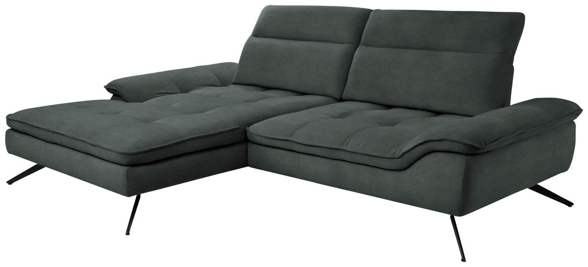 ECKSOFA in Webstoff Anthrazit  179-202/288 cm  - Anthrazit/Schwarz, Design, Textil/Metall (179-202/288cm) - Stylife