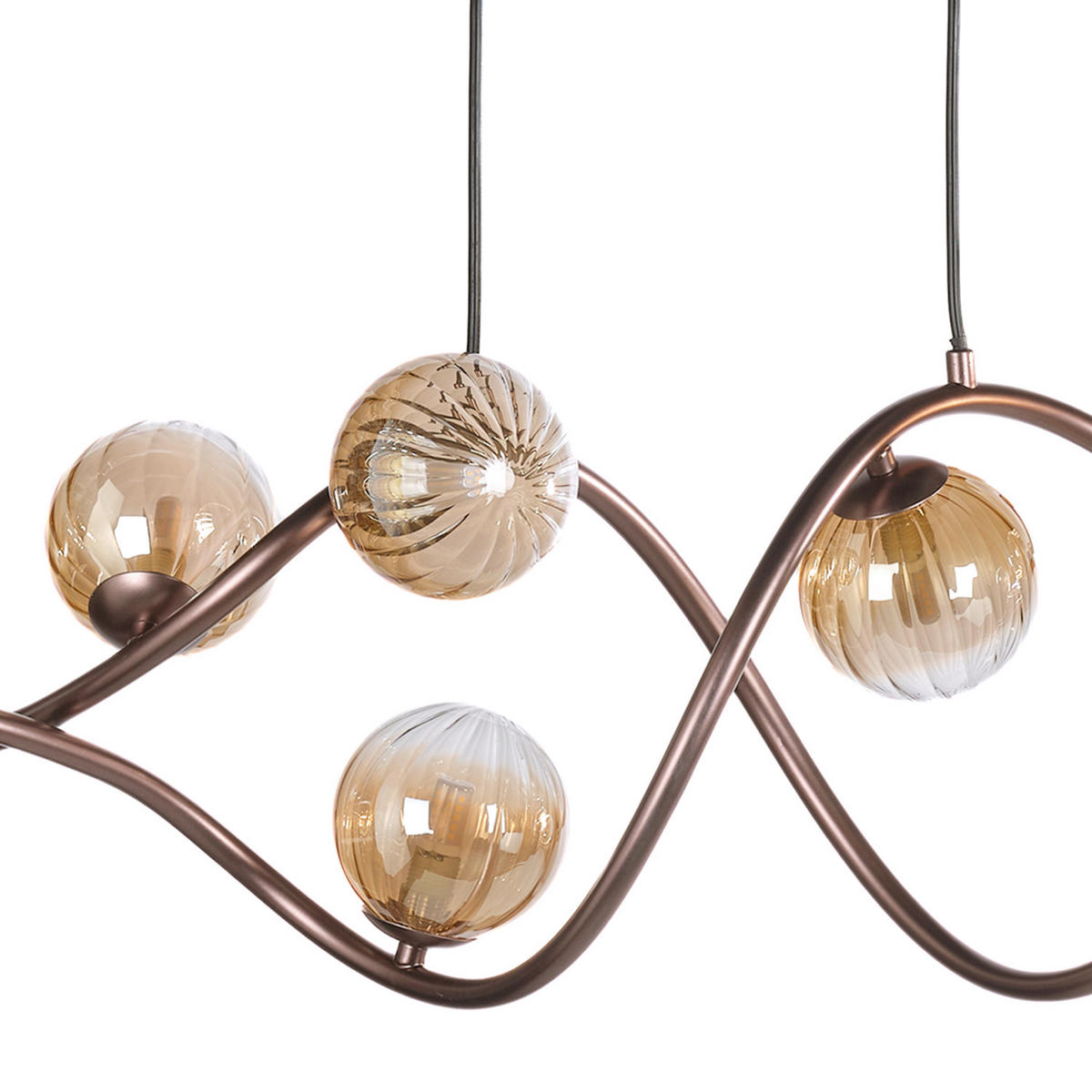 PENDELLEUCHTE 106/25/100 cm  - Cognac, KONVENTIONELL, Glas/Metall (106/25/100cm)