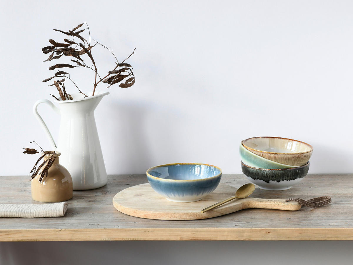SCHÜSSELSET Cascade Bowls Mix 4-teilig  - Blau/Braun, Basics, Keramik (16,5/5,5cm) - Creatable