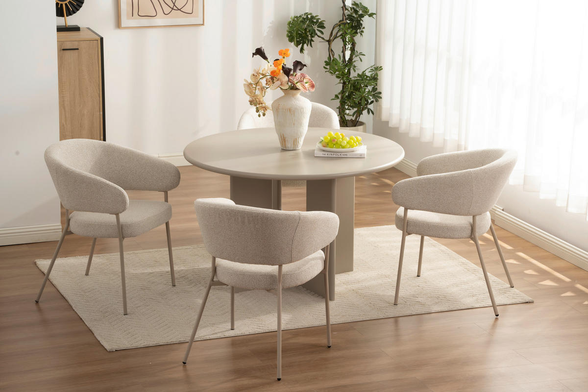 ARMLEHNSTUHL   Leinenoptik  - Beige, Design, Textil/Metall (60/81/62cm) - Carryhome