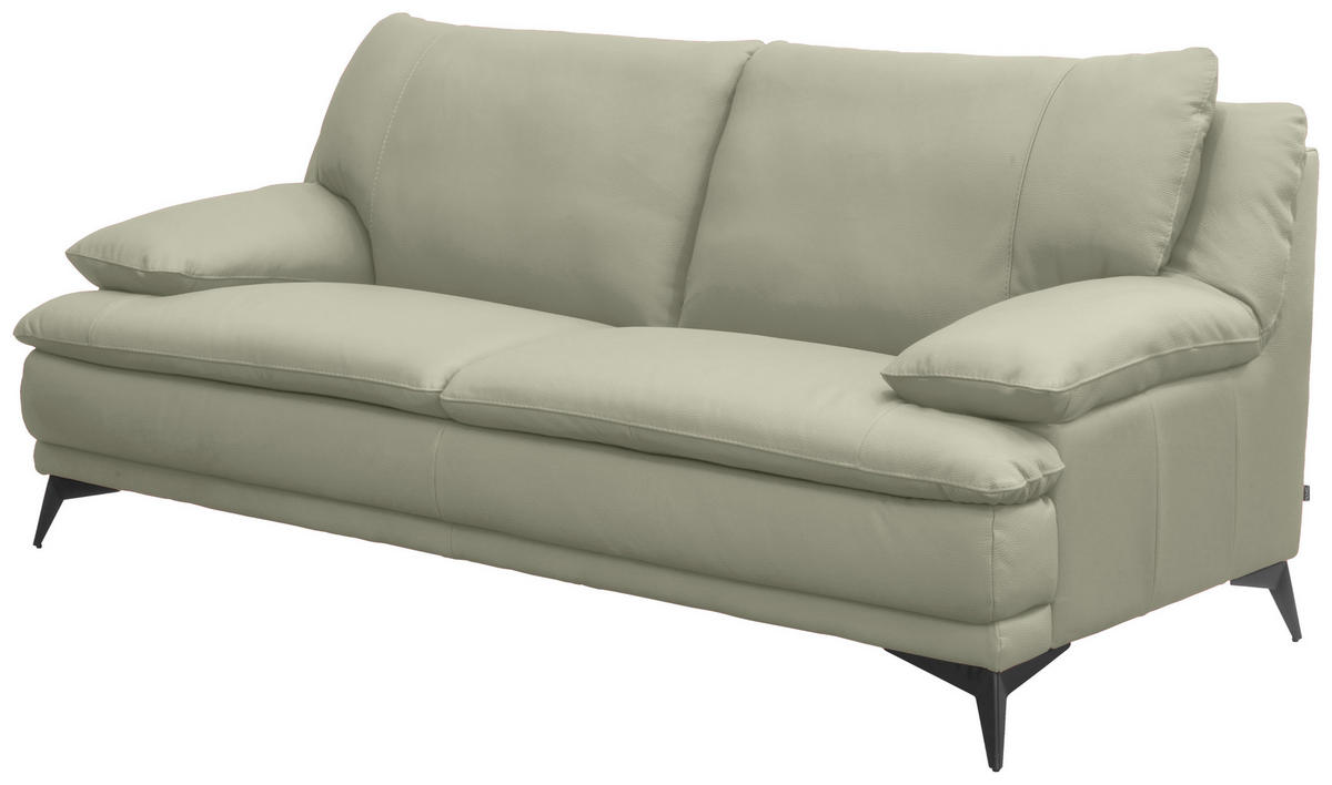 2,5-SITZER Taupe Echtleder  - Taupe/Schwarz, Design, Leder/Metall (212/92/98cm) - Novel