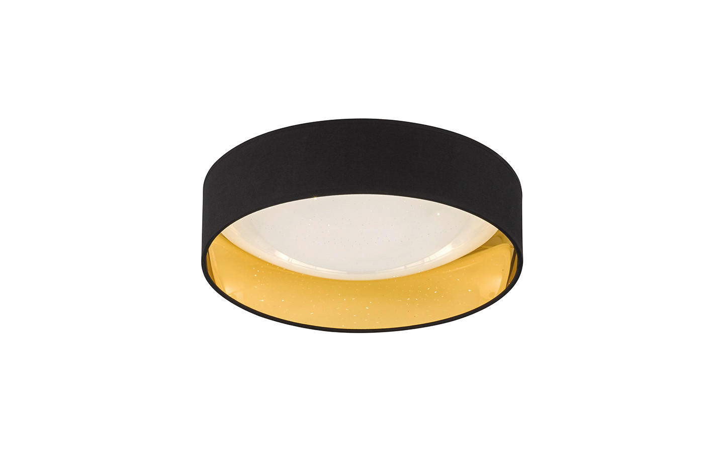 LED PLAFONJERA - bela/zlatna, Lajfstajl, tekstil/plastika (40cm)